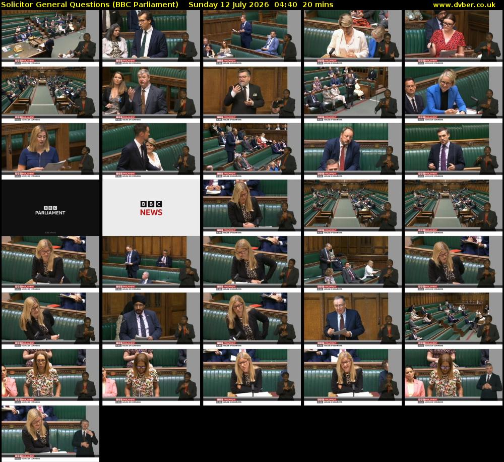 Solicitor General Questions (BBC Parliament) Sunday 12 July 2026 04:40 - 05:00