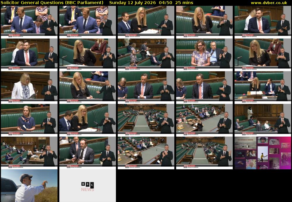 Solicitor General Questions (BBC Parliament) Sunday 12 July 2026 04:50 - 05:15