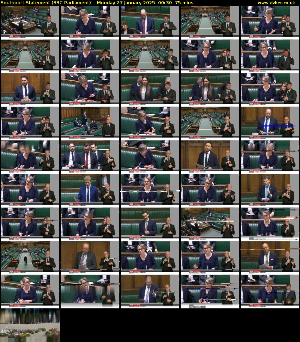 Southport Statement (BBC Parliament) Monday 27 January 2025 00:30 - 01:45
