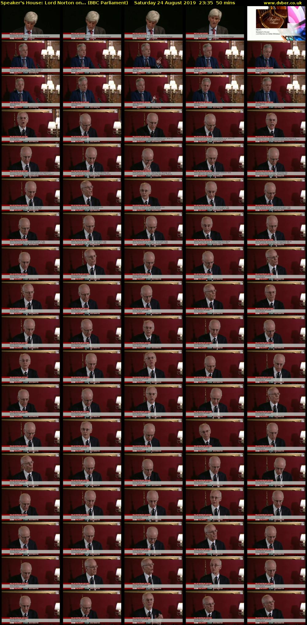 Speaker's House: Lord Norton on... (BBC Parliament) Saturday 24 August 2019 23:35 - 00:25