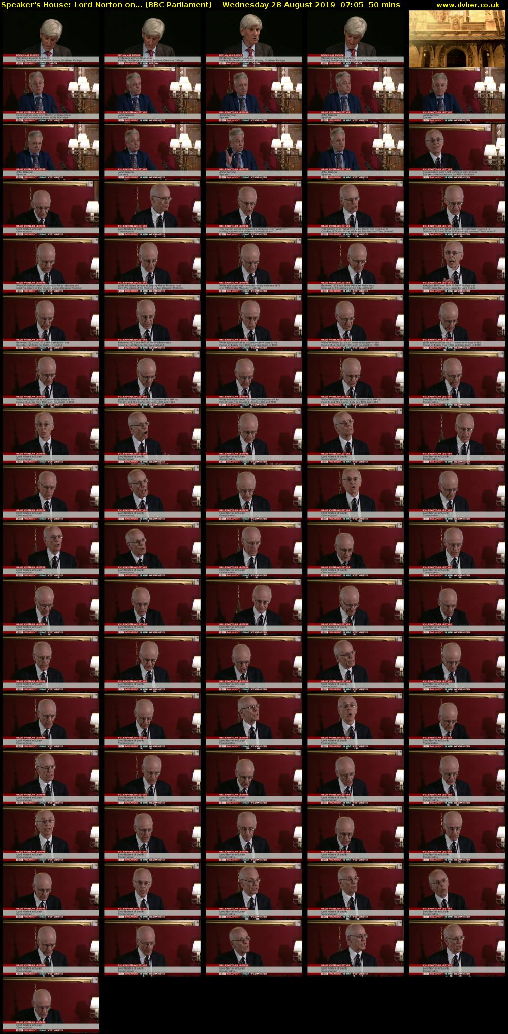 Speaker's House: Lord Norton on... (BBC Parliament) Wednesday 28 August 2019 07:05 - 07:55