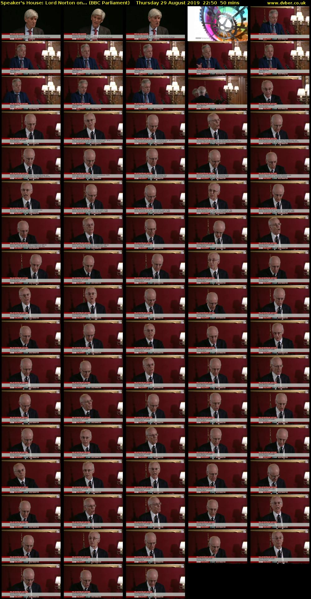 Speaker's House: Lord Norton on... (BBC Parliament) Thursday 29 August 2019 22:50 - 23:40