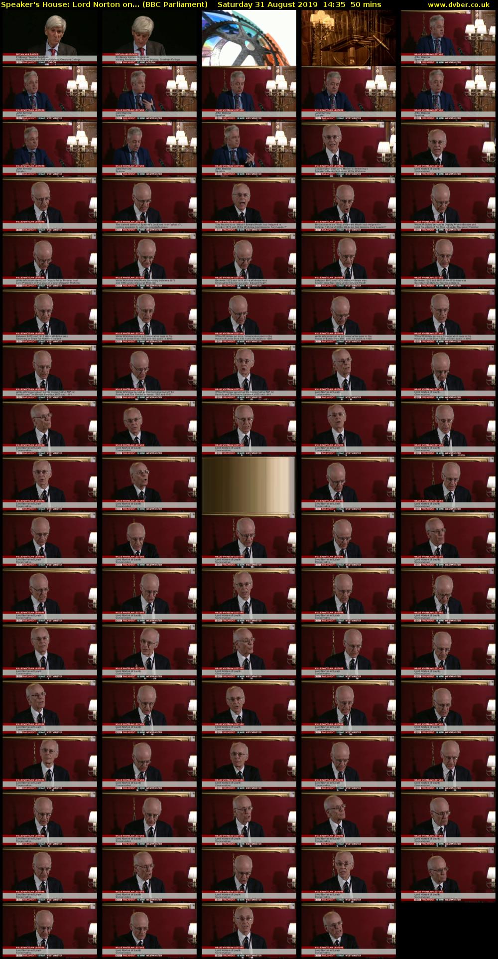 Speaker's House: Lord Norton on... (BBC Parliament) Saturday 31 August 2019 14:35 - 15:25