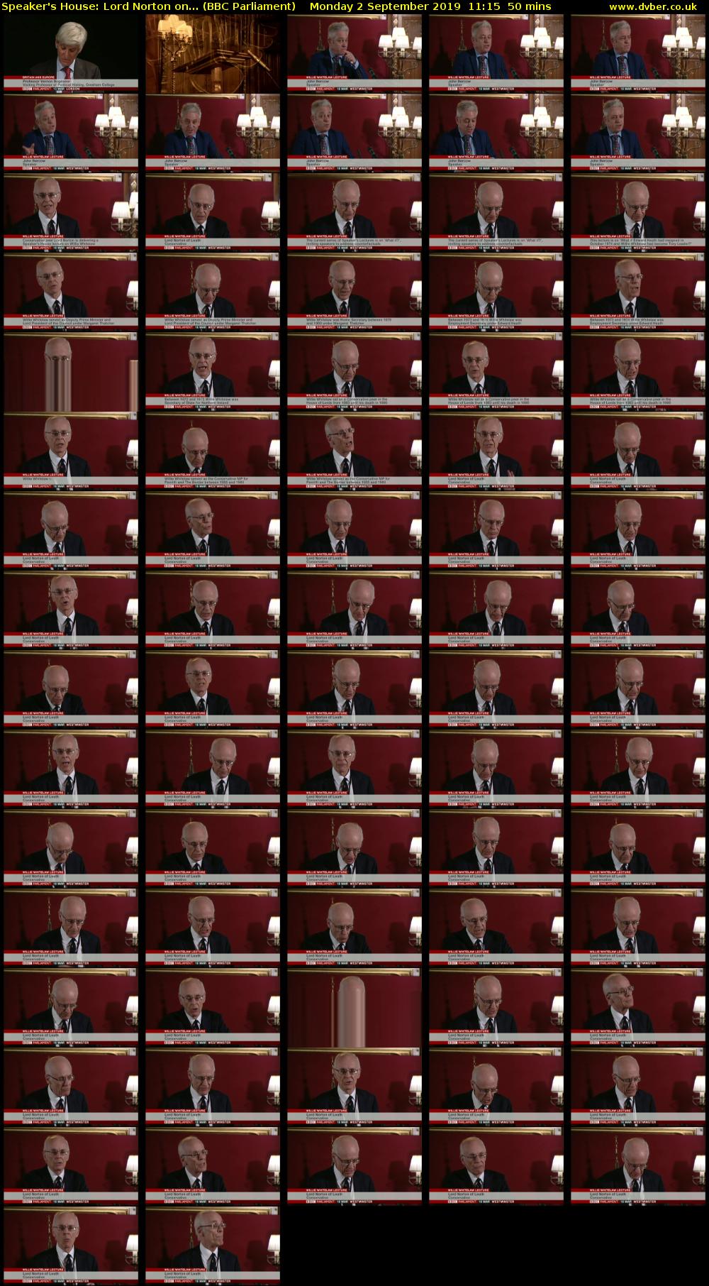 Speaker's House: Lord Norton on... (BBC Parliament) Monday 2 September 2019 11:15 - 12:05