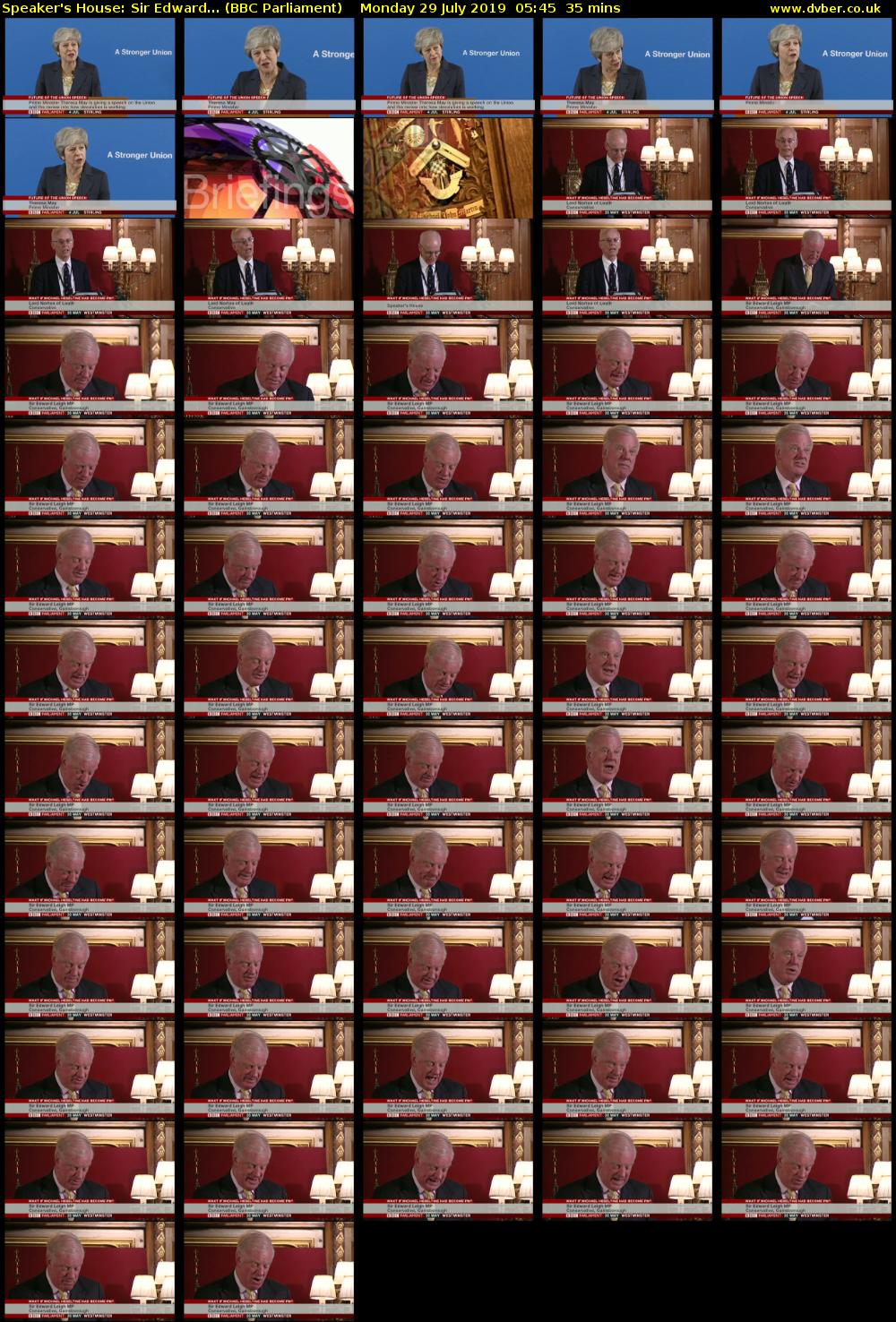 Speaker's House: Sir Edward... (BBC Parliament) Monday 29 July 2019 05:45 - 06:20