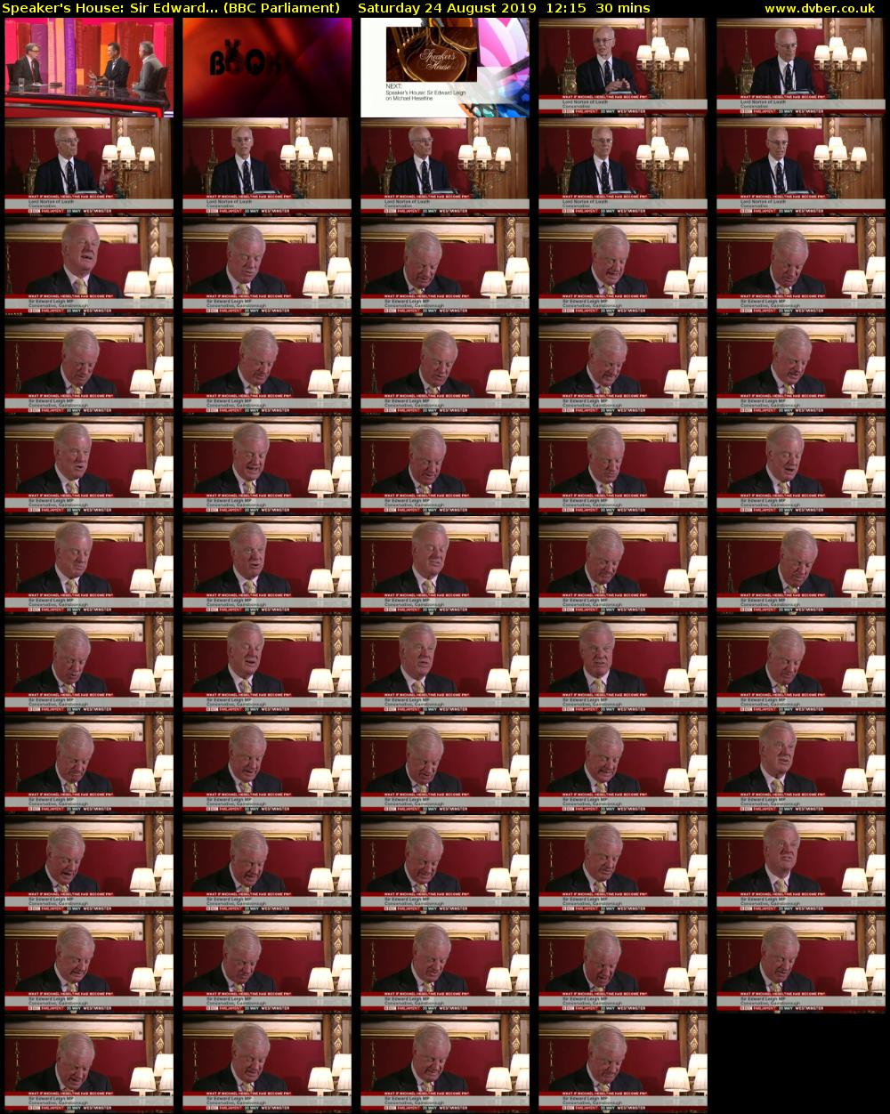 Speaker's House: Sir Edward... (BBC Parliament) Saturday 24 August 2019 12:15 - 12:45