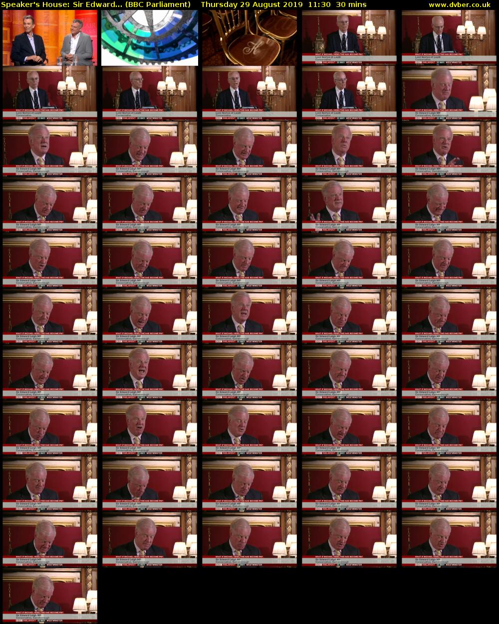 Speaker's House: Sir Edward... (BBC Parliament) Thursday 29 August 2019 11:30 - 12:00