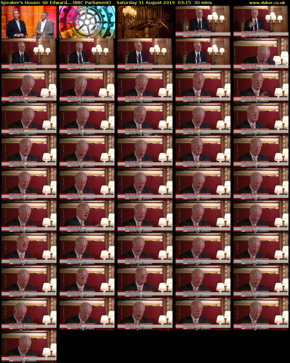 Speaker's House: Sir Edward... (BBC Parliament) Saturday 31 August 2019 03:15 - 03:45