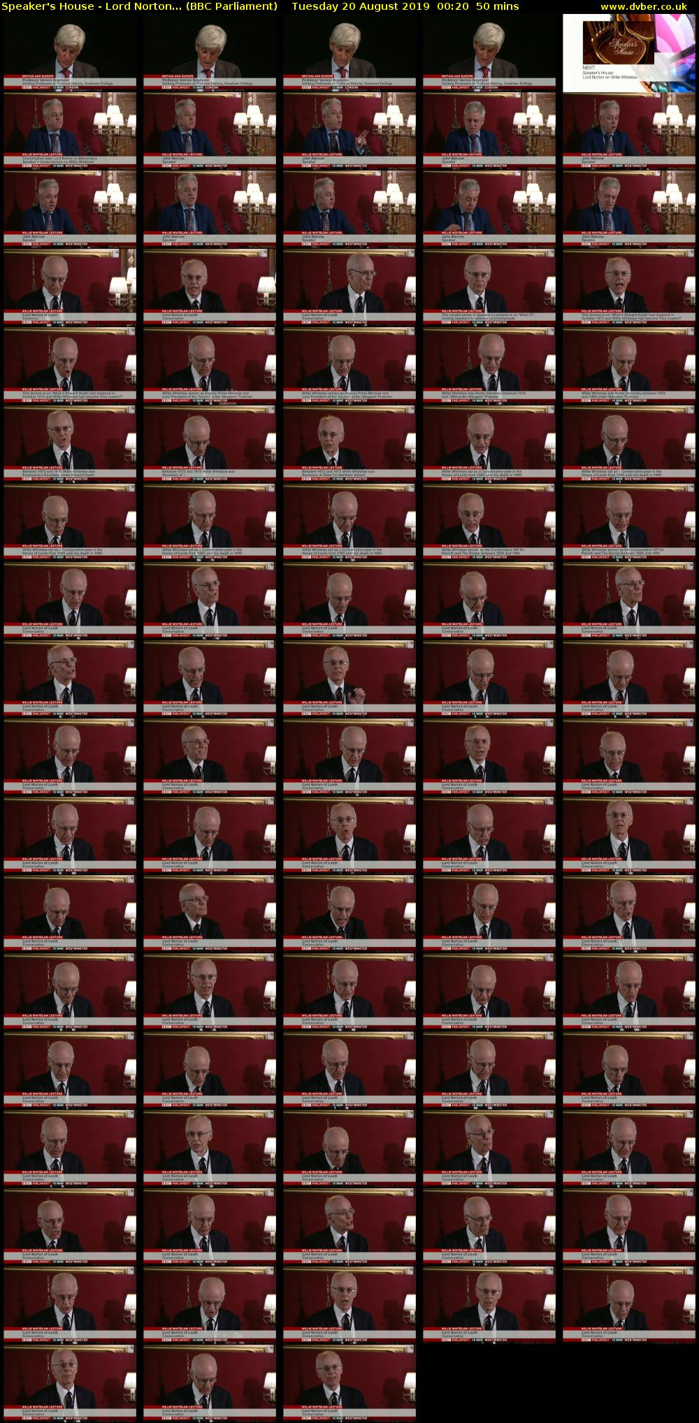 Speaker's House - Lord Norton... (BBC Parliament) Tuesday 20 August 2019 00:20 - 01:10