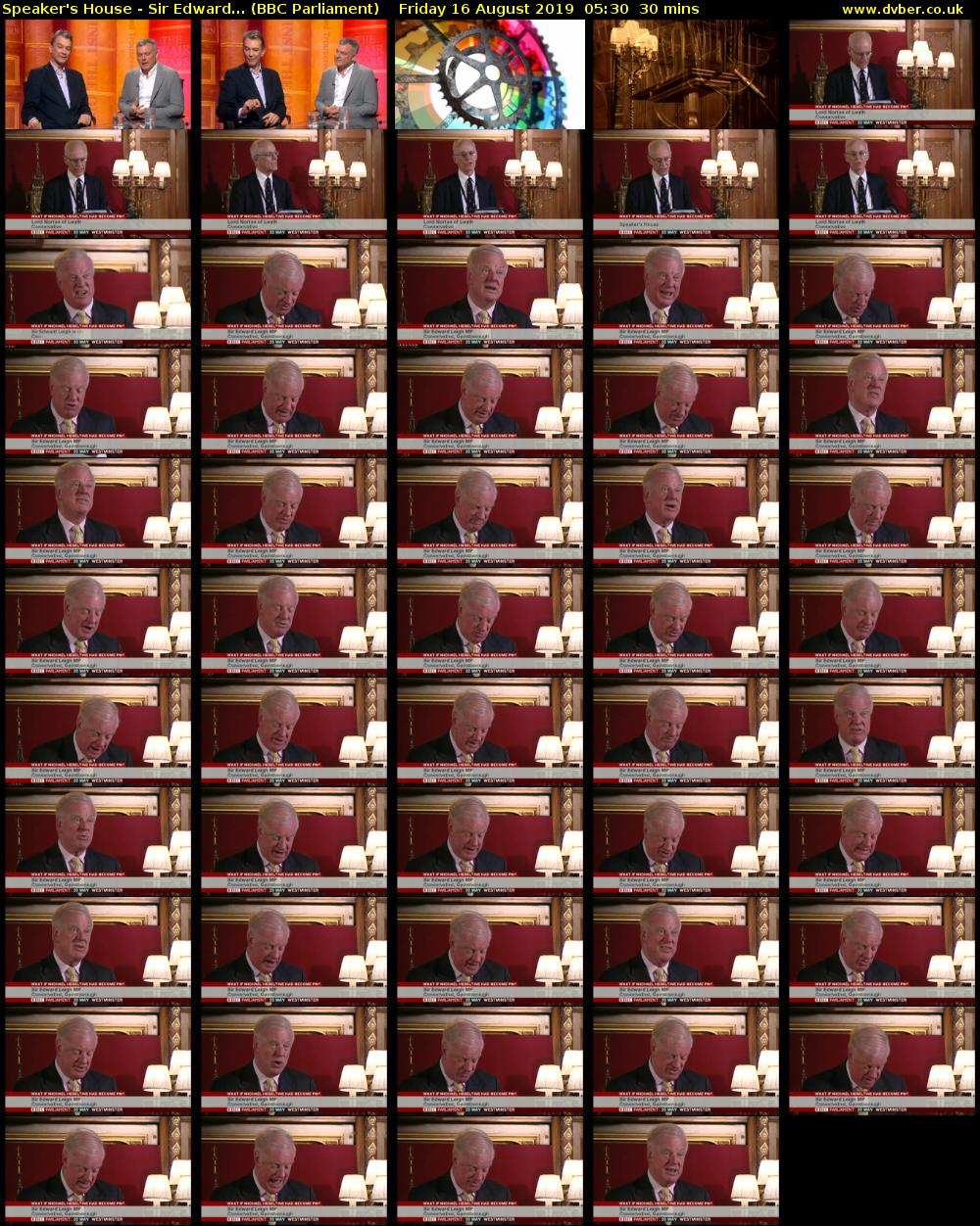Speaker's House - Sir Edward... (BBC Parliament) Friday 16 August 2019 05:30 - 06:00
