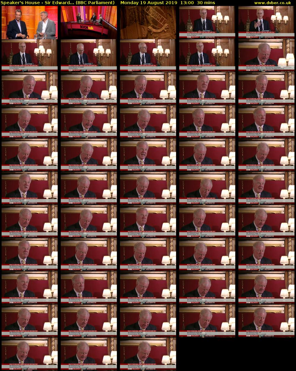 Speaker's House - Sir Edward... (BBC Parliament) Monday 19 August 2019 13:00 - 13:30