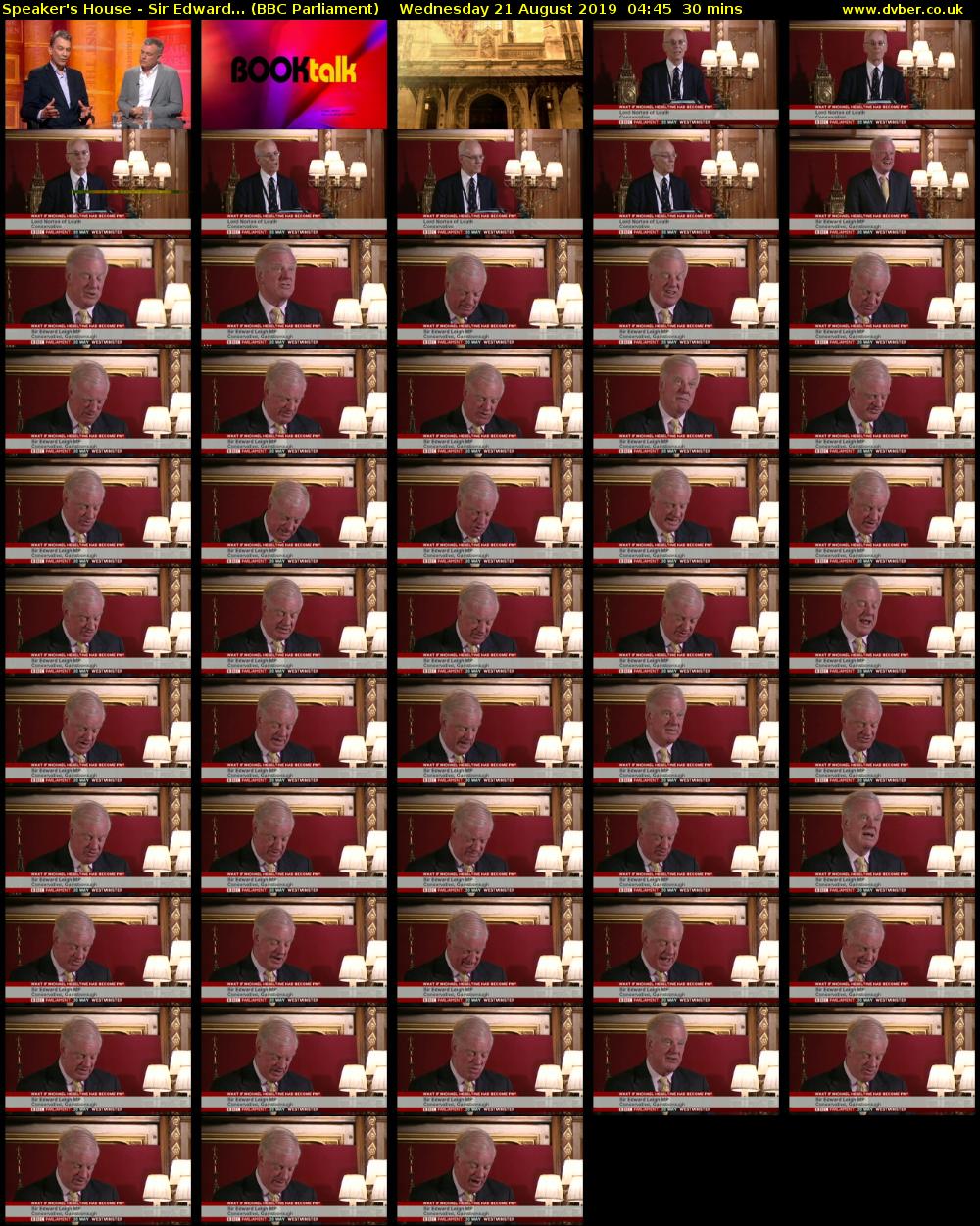 Speaker's House - Sir Edward... (BBC Parliament) Wednesday 21 August 2019 04:45 - 05:15