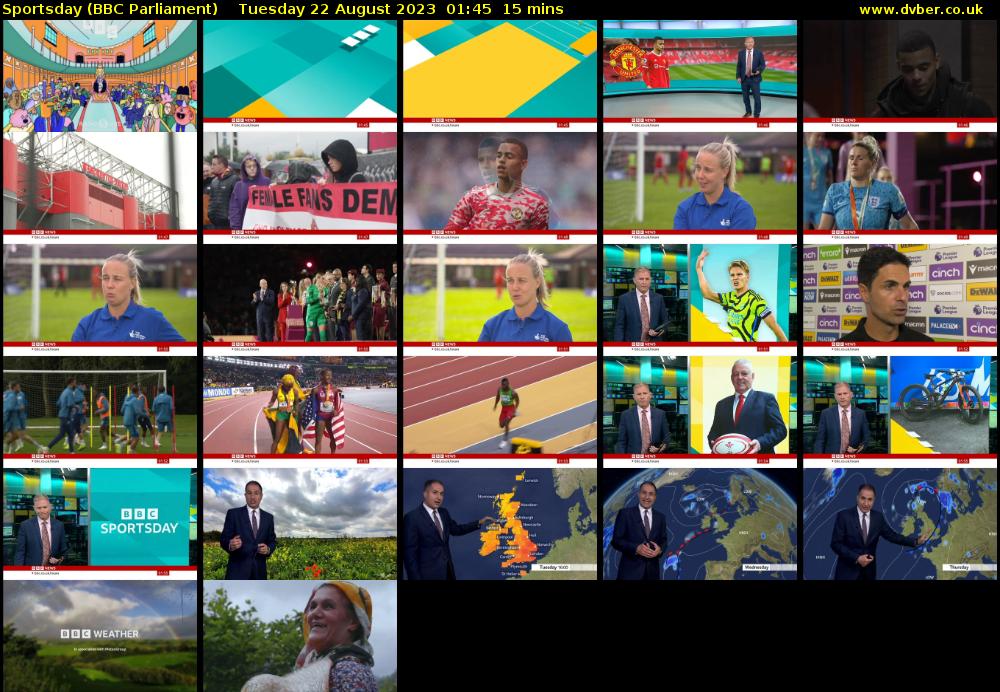 Sportsday (BBC Parliament) Tuesday 22 August 2023 01:45 - 02:00