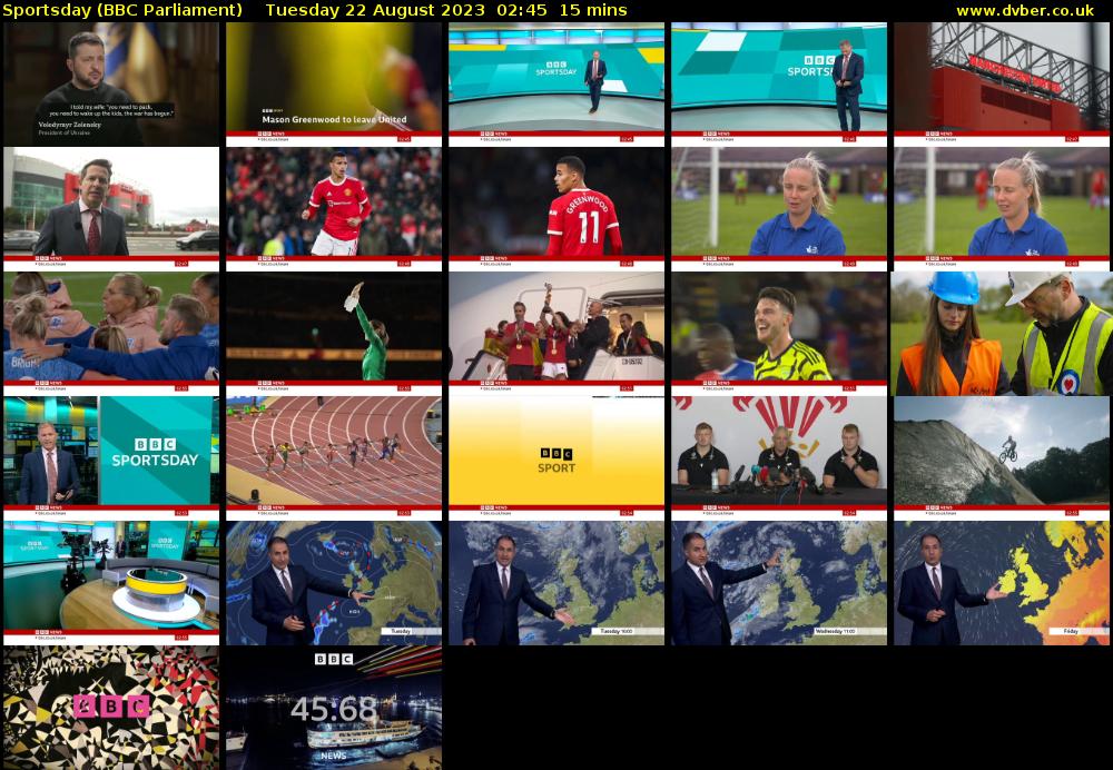Sportsday (BBC Parliament) Tuesday 22 August 2023 02:45 - 03:00