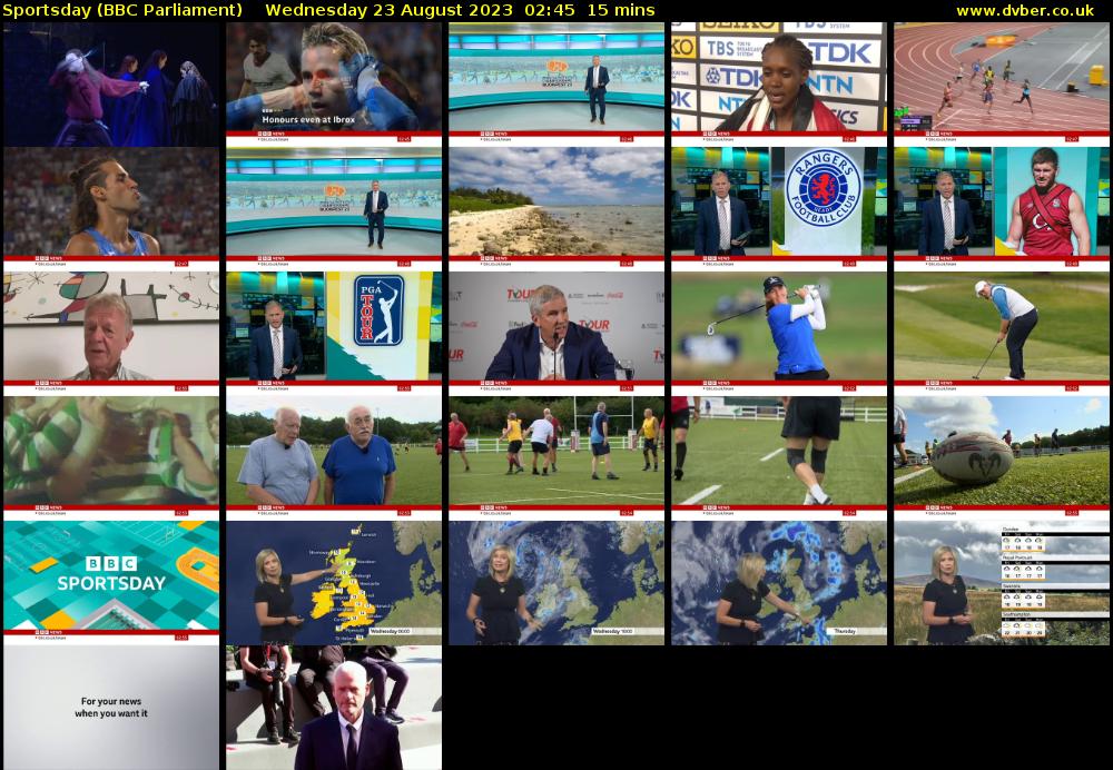Sportsday (BBC Parliament) Wednesday 23 August 2023 02:45 - 03:00