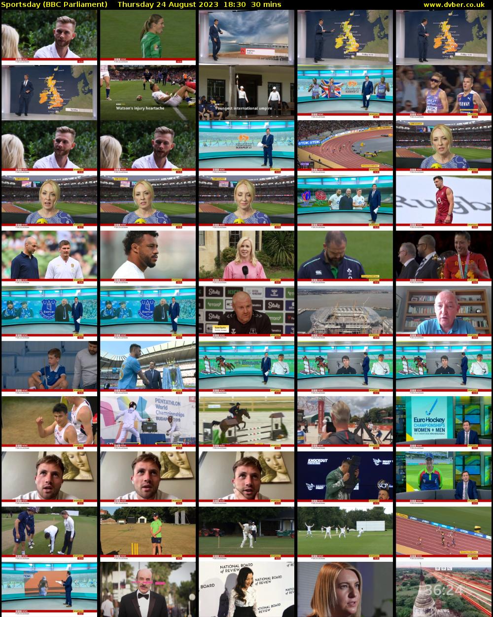 Sportsday (BBC Parliament) Thursday 24 August 2023 18:30 - 19:00