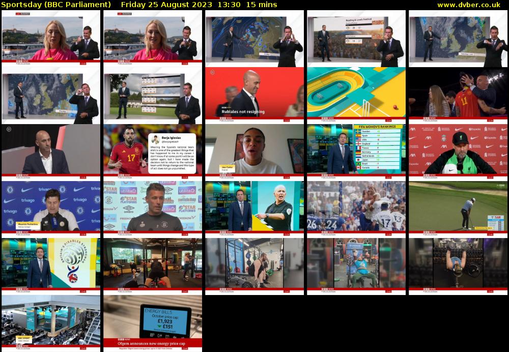 Sportsday (BBC Parliament) Friday 25 August 2023 13:30 - 13:45