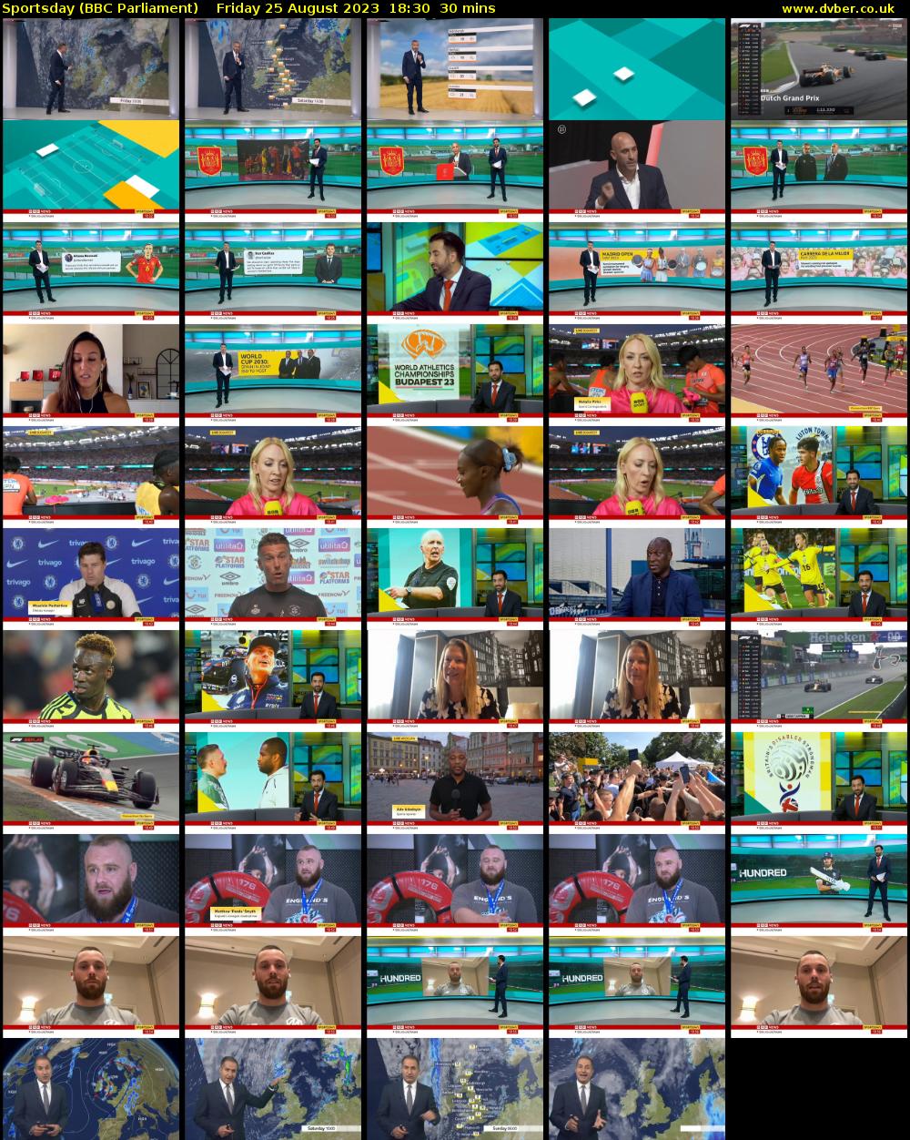 Sportsday (BBC Parliament) Friday 25 August 2023 18:30 - 19:00