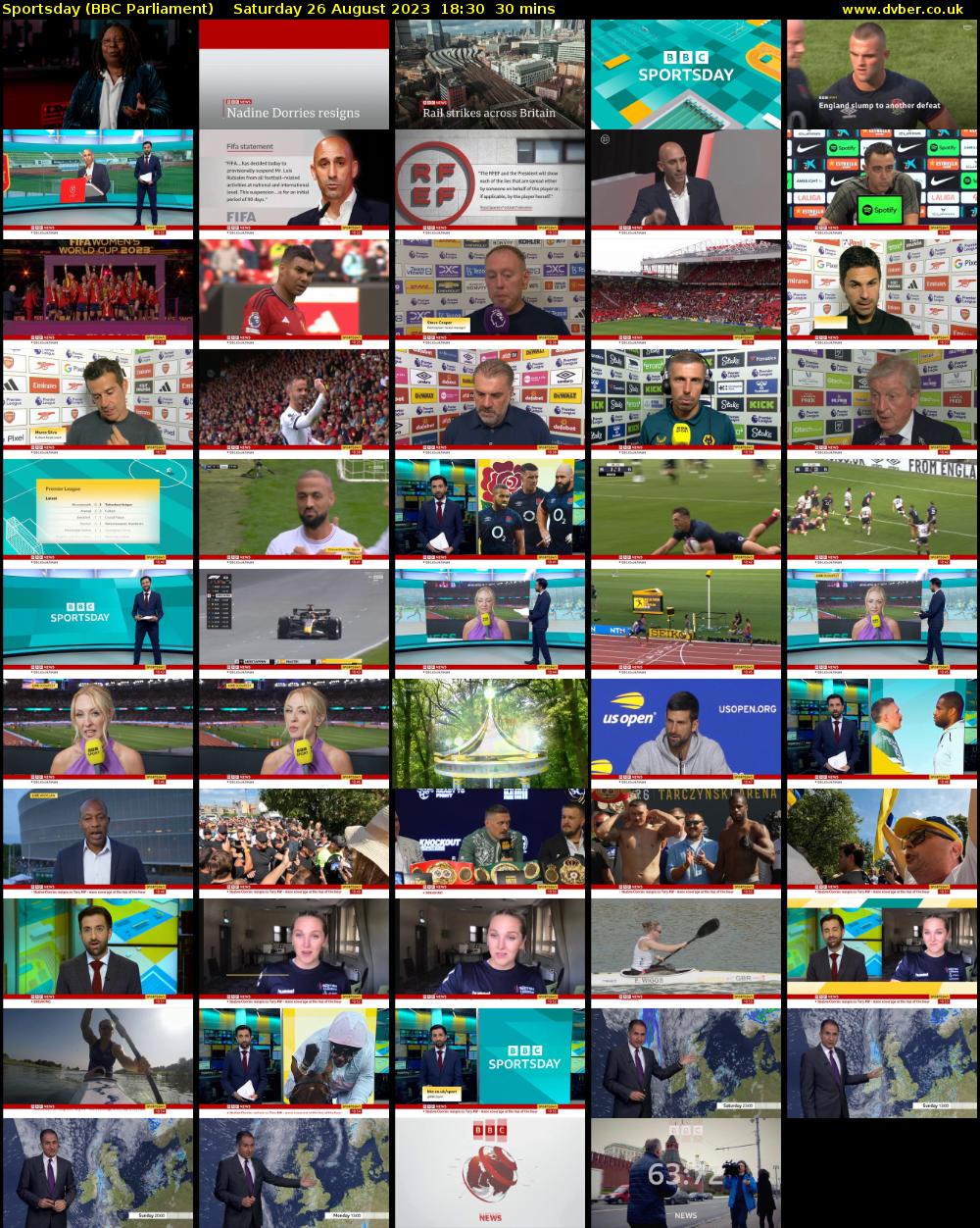 Sportsday (BBC Parliament) Saturday 26 August 2023 18:30 - 19:00