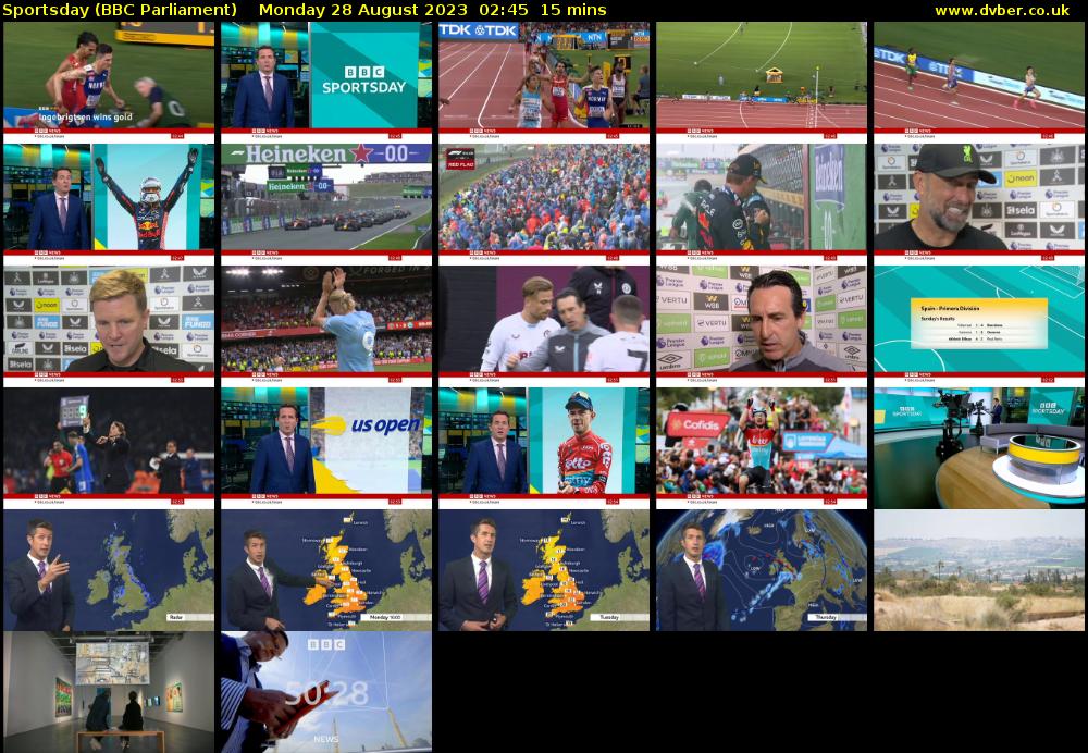 Sportsday (BBC Parliament) Monday 28 August 2023 02:45 - 03:00