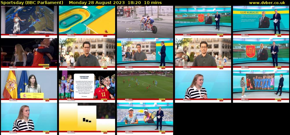 Sportsday (BBC Parliament) Monday 28 August 2023 18:20 - 18:30
