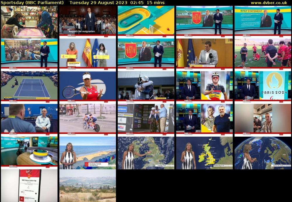 Sportsday (BBC Parliament) Tuesday 29 August 2023 02:45 - 03:00