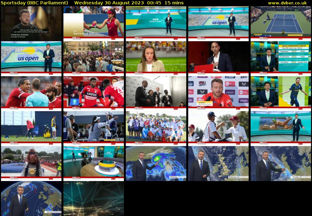 Sportsday (BBC Parliament) Wednesday 30 August 2023 00:45 - 01:00