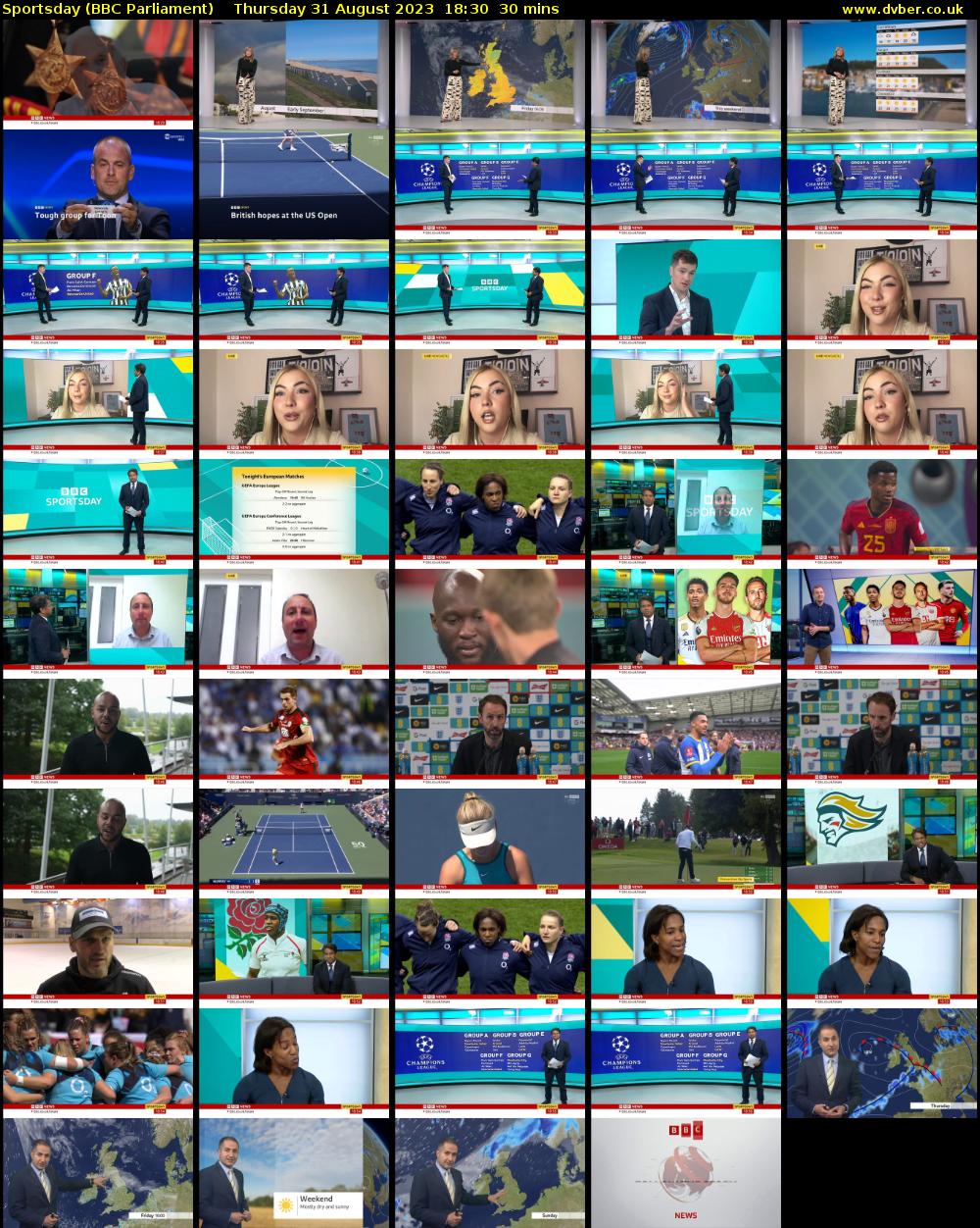 Sportsday (BBC Parliament) Thursday 31 August 2023 18:30 - 19:00