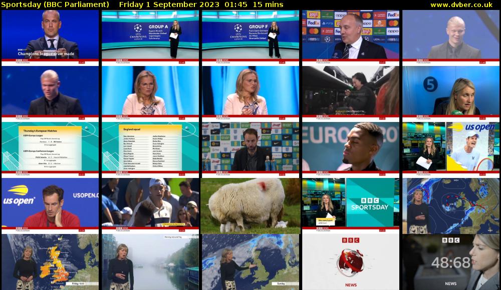 Sportsday (BBC Parliament) Friday 1 September 2023 01:45 - 02:00