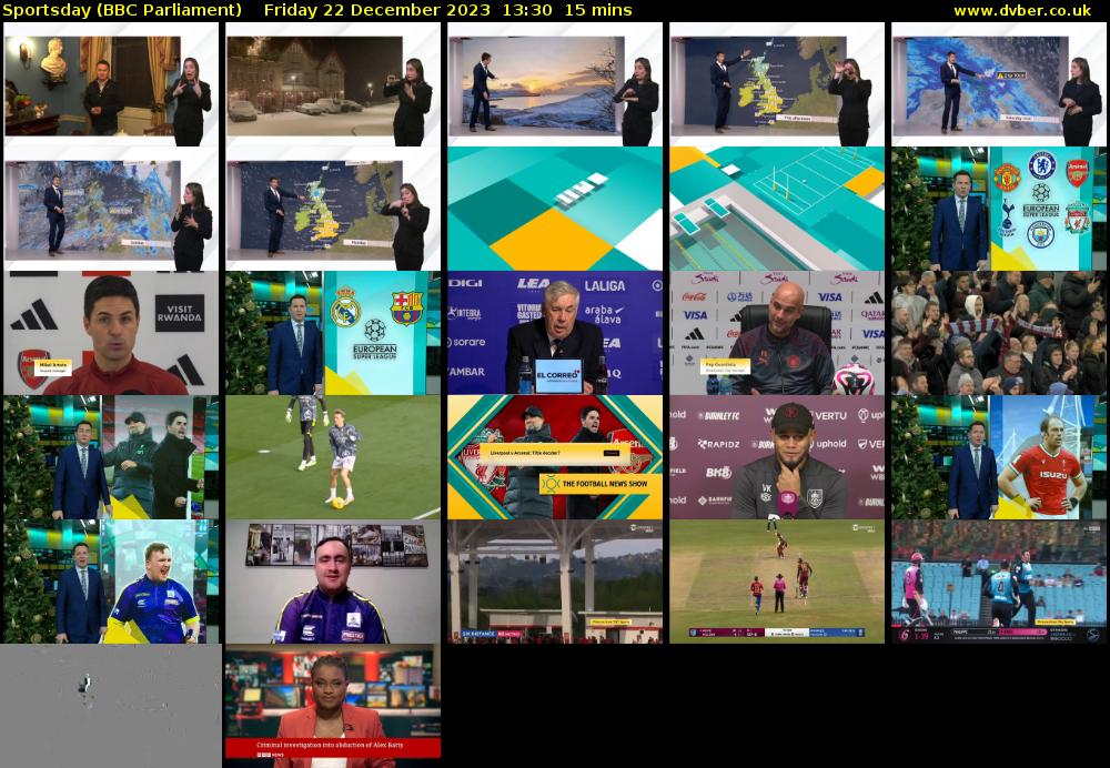 Sportsday (BBC Parliament) Friday 22 December 2023 13:30 - 13:45