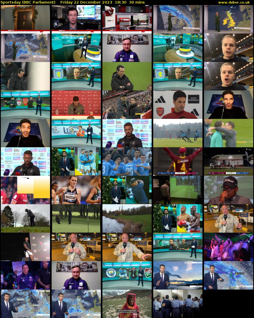 Sportsday (BBC Parliament) Friday 22 December 2023 18:30 - 19:00