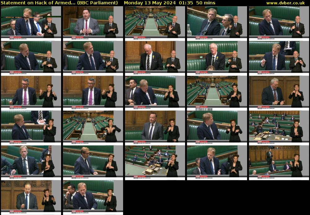 Statement on Hack of Armed... (BBC Parliament) Monday 13 May 2024 01:35 - 02:25