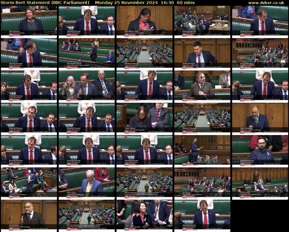 Storm Bert Statement (BBC Parliament) Monday 25 November 2024 16:30 - 17:30
