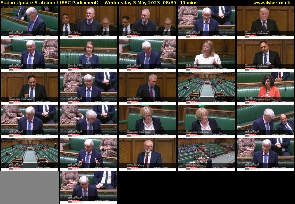 Sudan Update Statement (BBC Parliament) Wednesday 3 May 2023 08:35 - 09:15