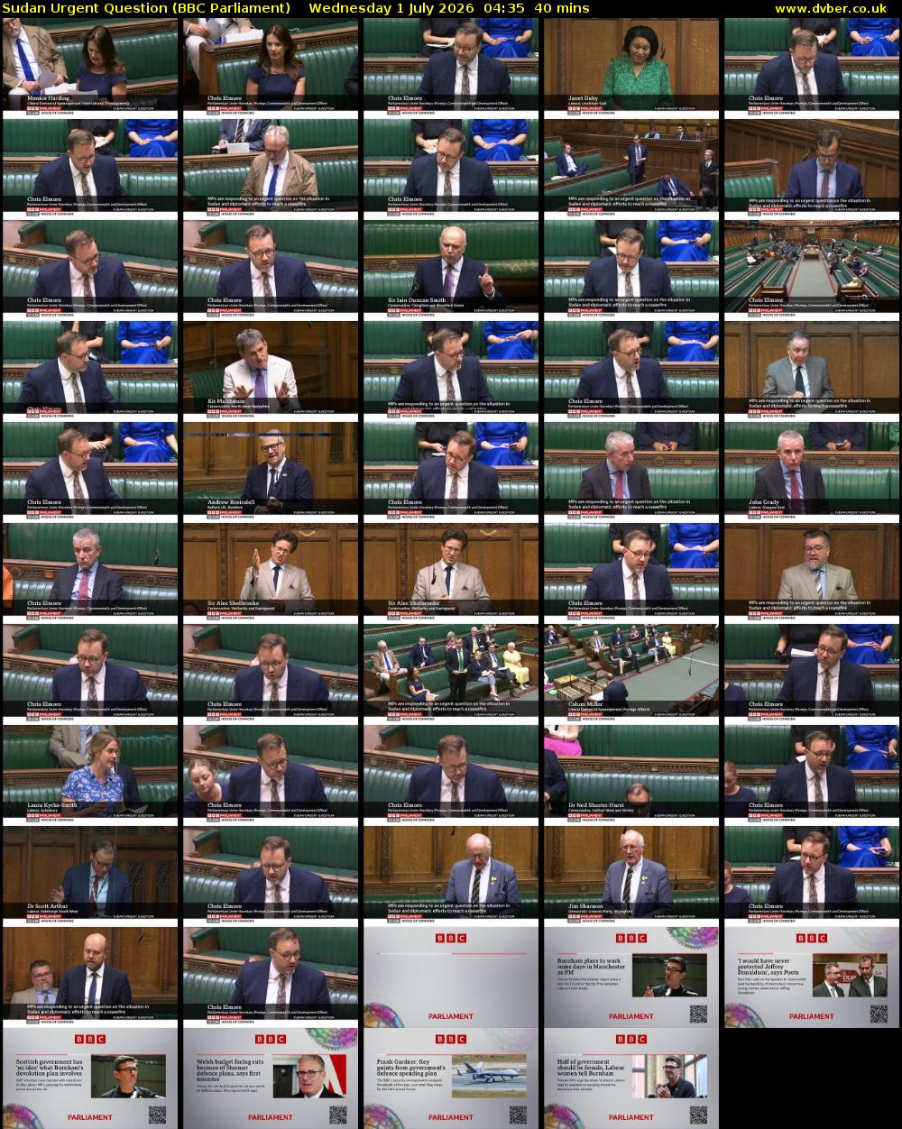 Sudan Urgent Question (BBC Parliament) Wednesday 1 July 2026 04:35 - 05:15