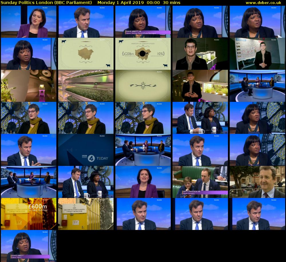 Sunday Politics London (BBC Parliament) Monday 1 April 2019 00:00 - 00:30