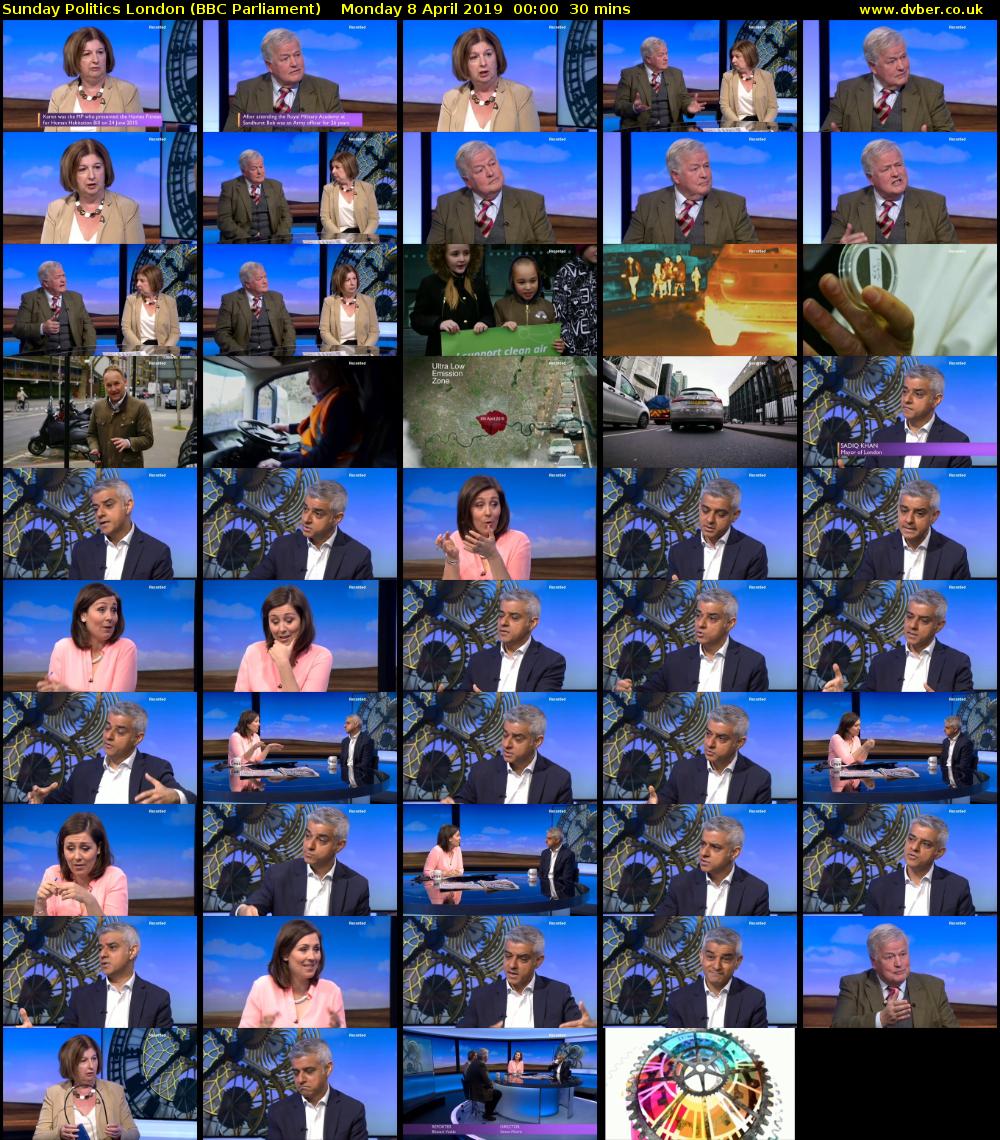Sunday Politics London (BBC Parliament) Monday 8 April 2019 00:00 - 00:30