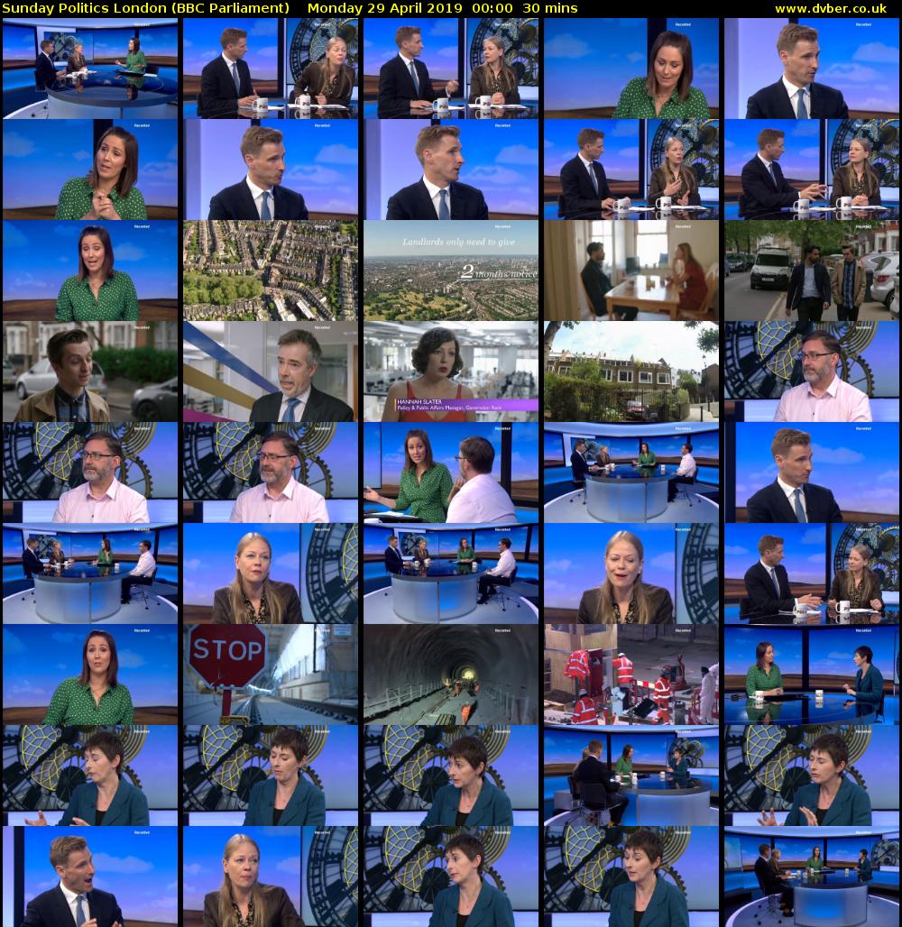 Sunday Politics London (BBC Parliament) Monday 29 April 2019 00:00 - 00:30