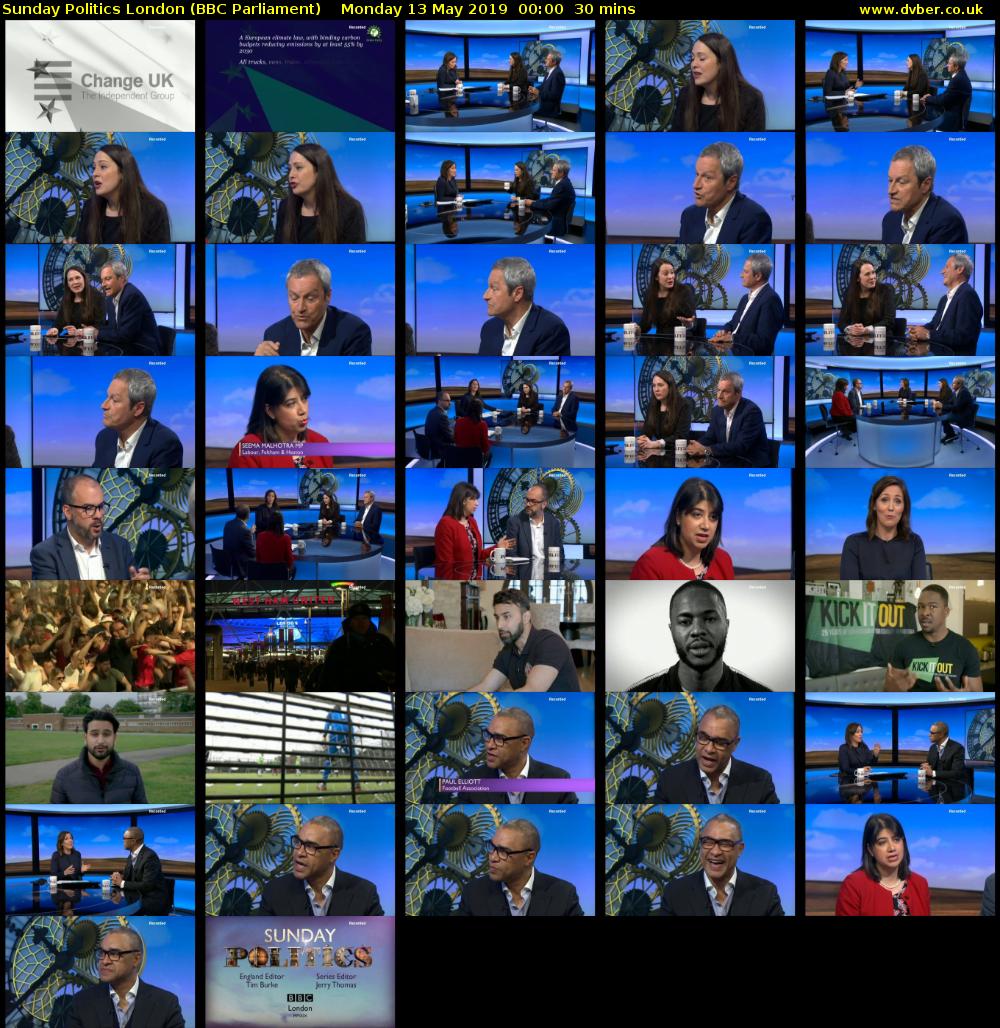 Sunday Politics London (BBC Parliament) Monday 13 May 2019 00:00 - 00:30