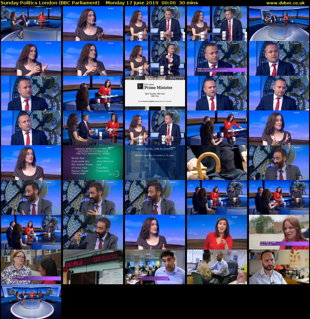 Sunday Politics London (BBC Parliament) Monday 17 June 2019 00:00 - 00:30