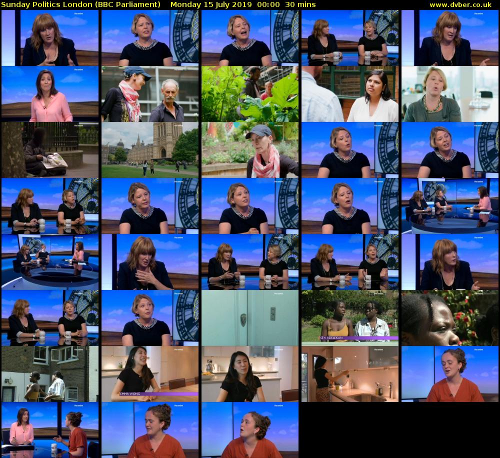 Sunday Politics London (BBC Parliament) Monday 15 July 2019 00:00 - 00:30