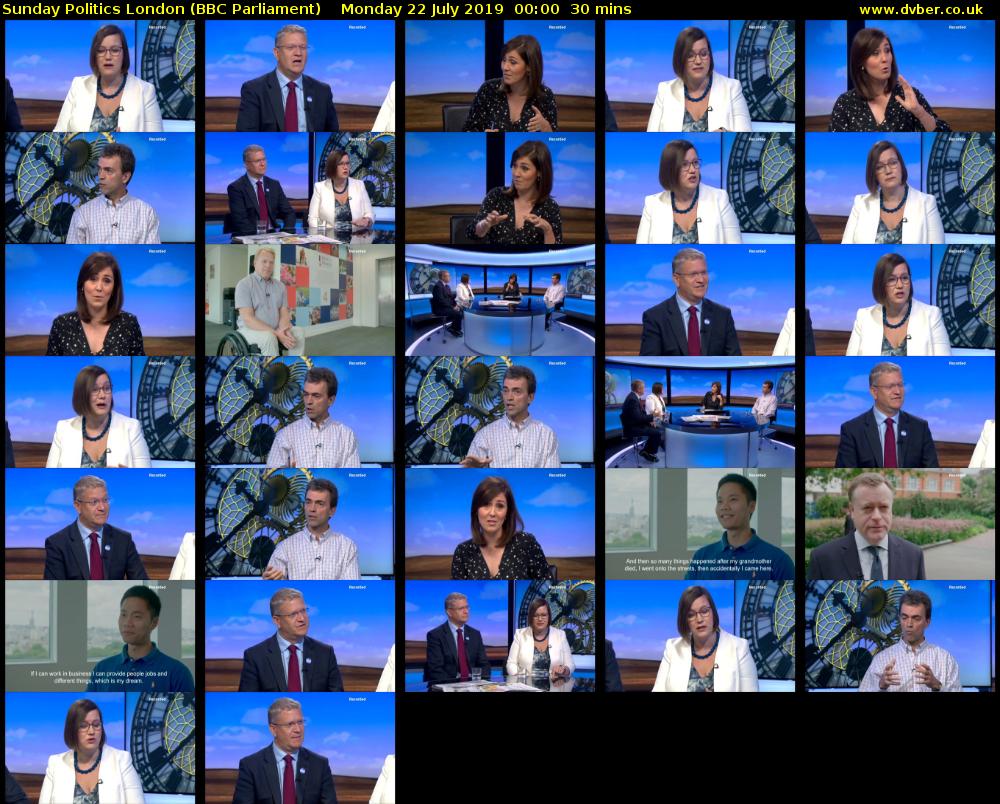 Sunday Politics London (BBC Parliament) Monday 22 July 2019 00:00 - 00:30