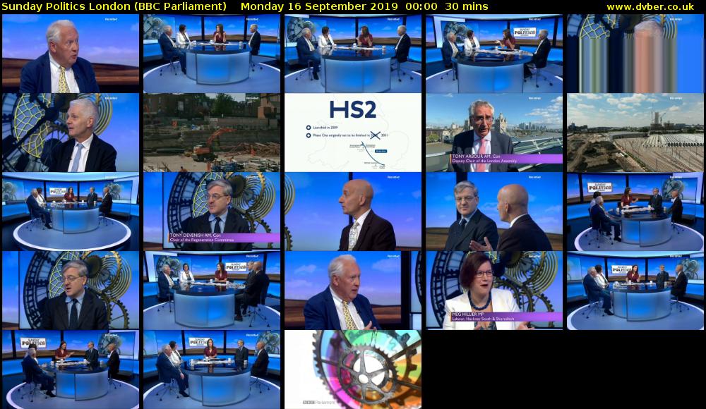 Sunday Politics London (BBC Parliament) Monday 16 September 2019 00:00 - 00:30