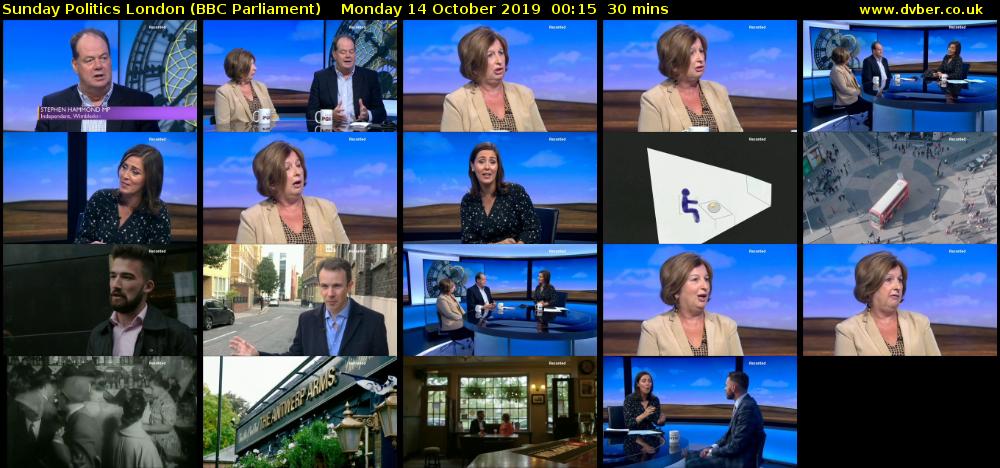 Sunday Politics London (BBC Parliament) Monday 14 October 2019 00:15 - 00:45