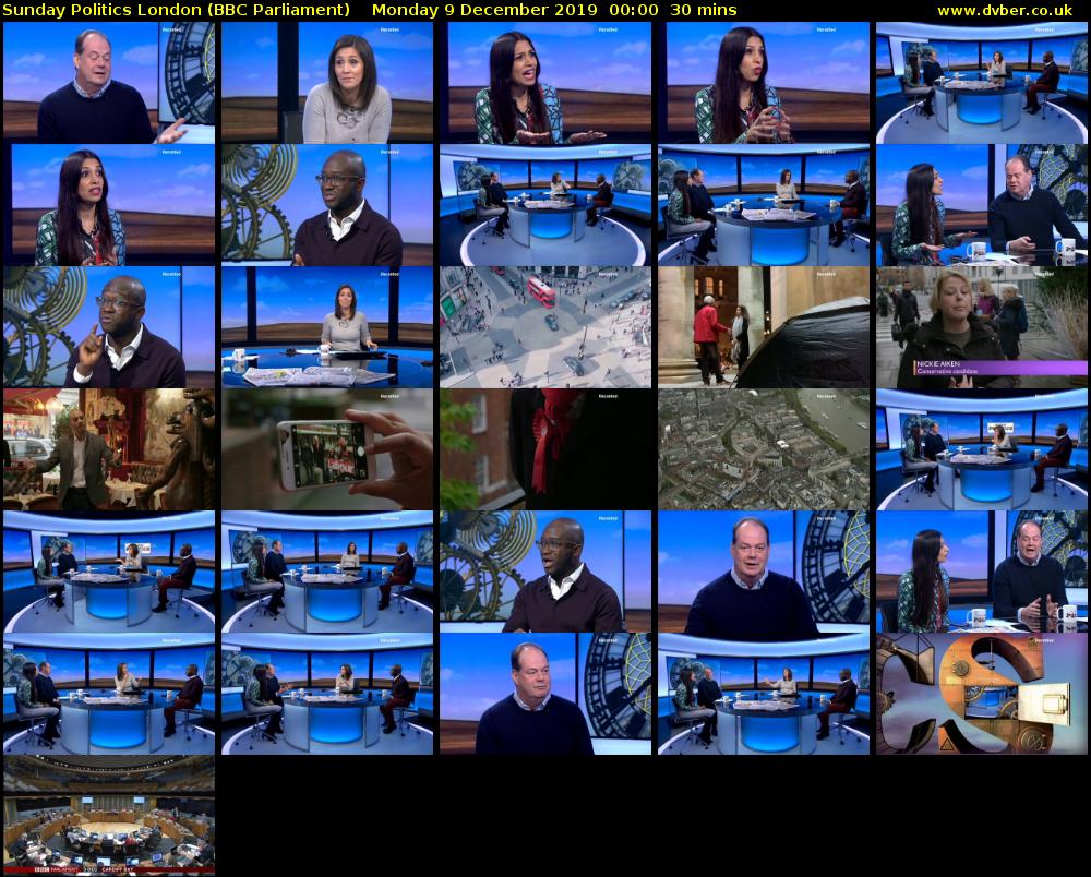 Sunday Politics London (BBC Parliament) Monday 9 December 2019 00:00 - 00:30
