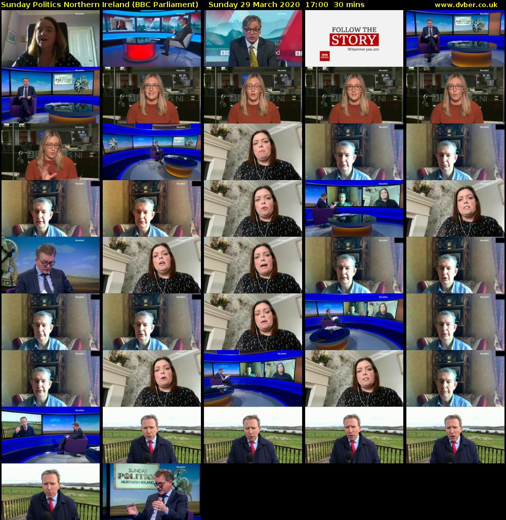 Sunday Politics Northern Ireland (BBC Parliament) Sunday 29 March 2020 17:00 - 17:30