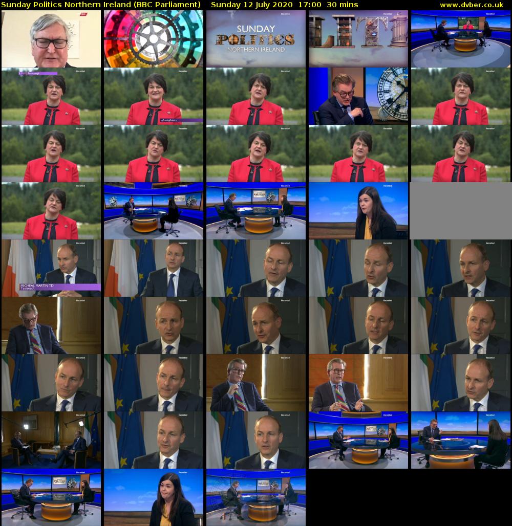 Sunday Politics Northern Ireland (BBC Parliament) Sunday 12 July 2020 17:00 - 17:30