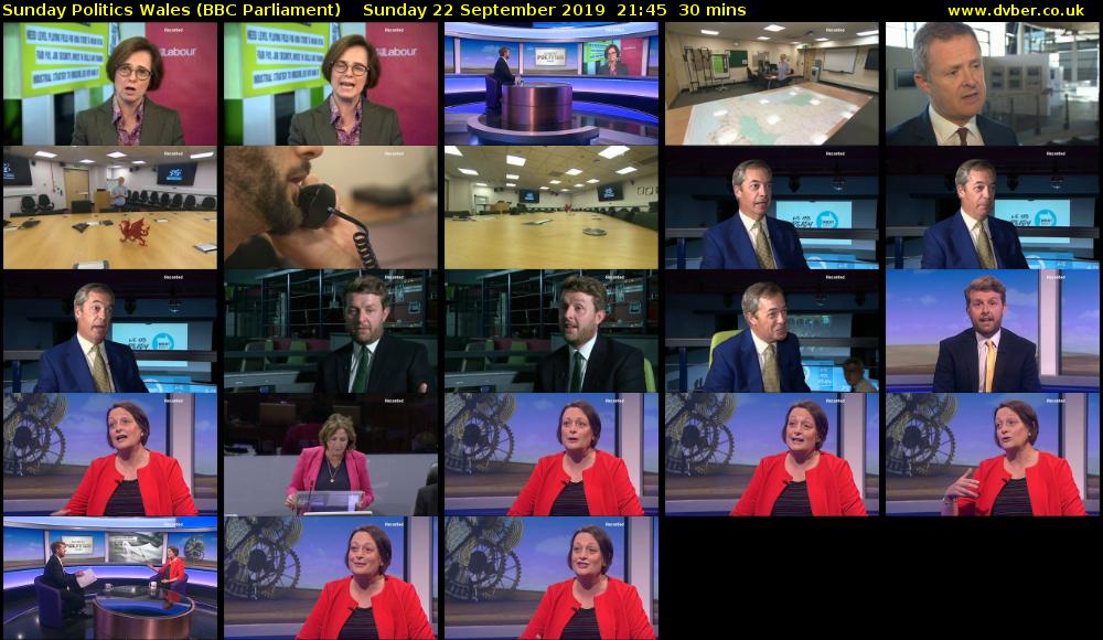 Sunday Politics Wales (BBC Parliament) Sunday 22 September 2019 21:45 - 22:15