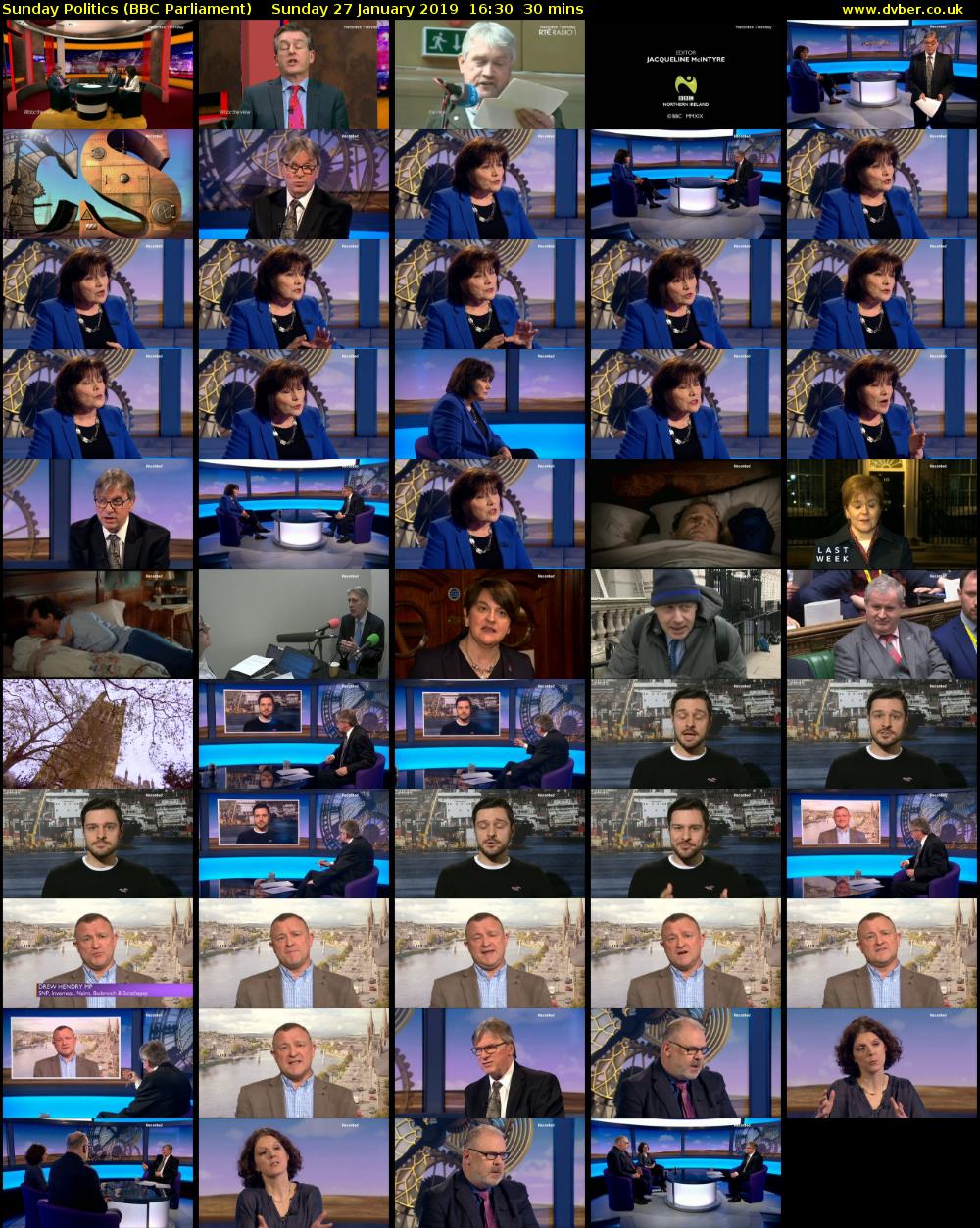 Sunday Politics (BBC Parliament) Sunday 27 January 2019 16:30 - 17:00