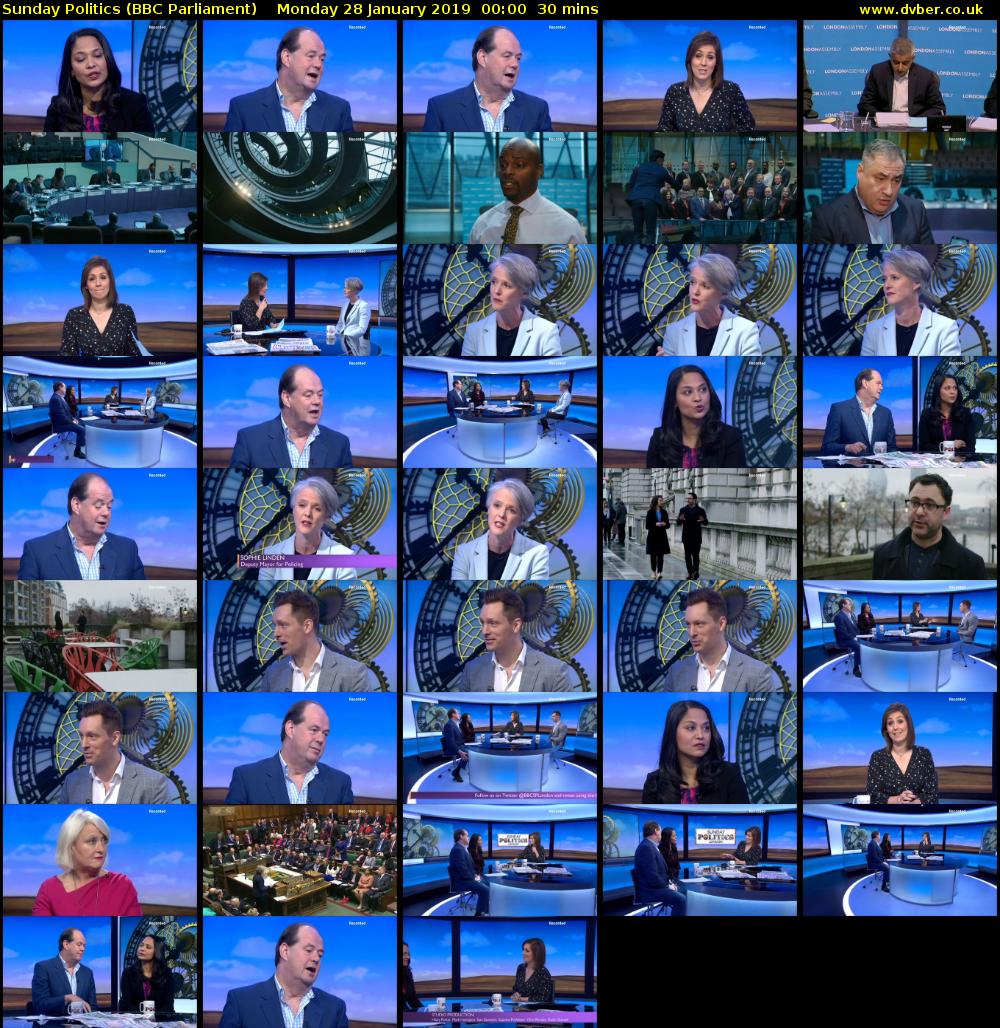 Sunday Politics (BBC Parliament) Monday 28 January 2019 00:00 - 00:30